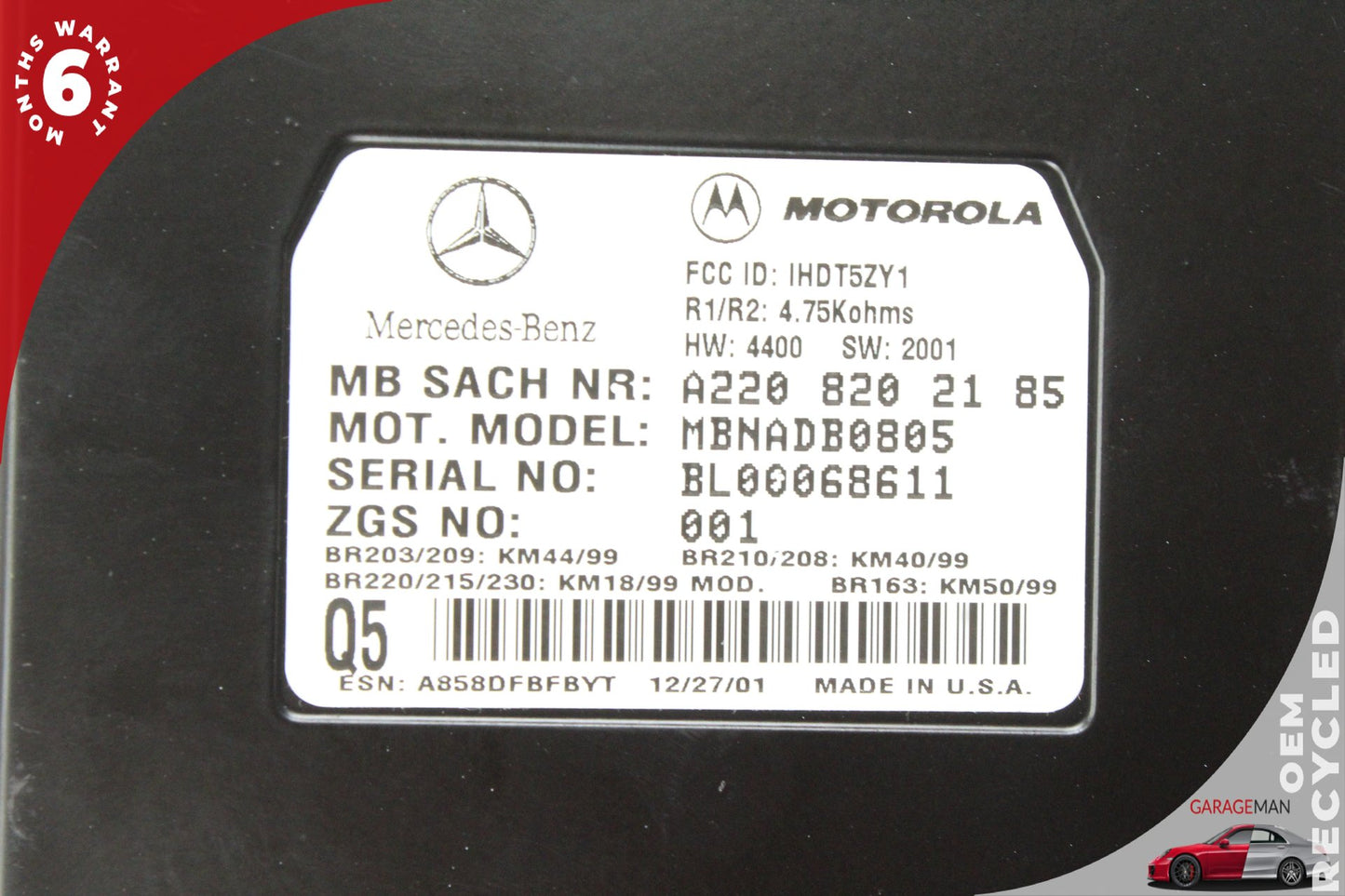 00-06 Mercedes S500 W220 Voice Command Control Module 2208202185 Genuine