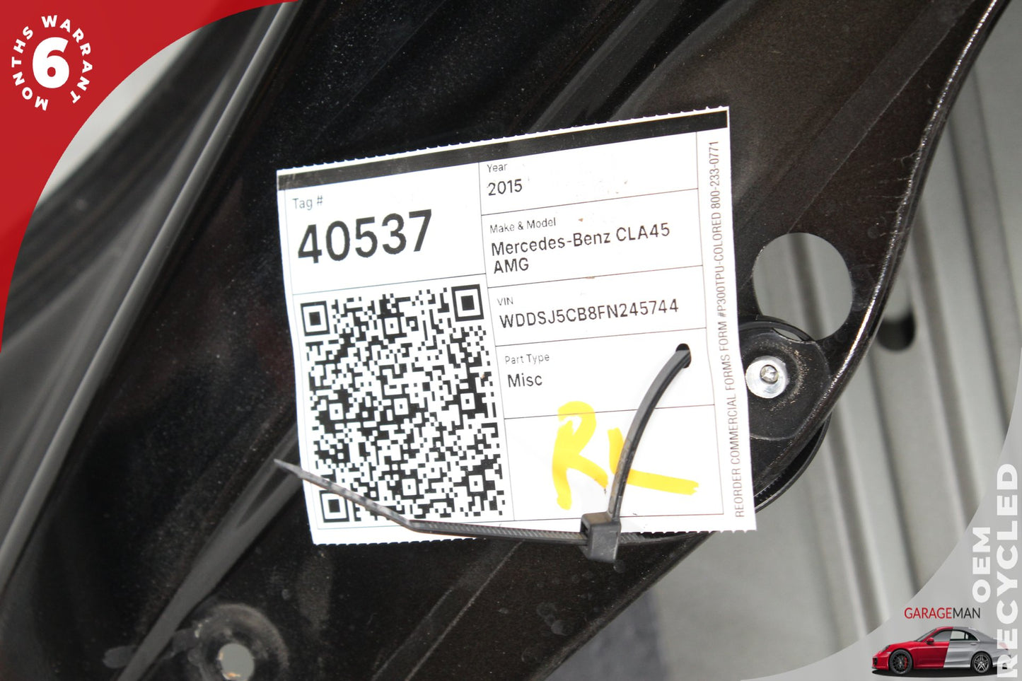 2014-2019 Mercedes W117 CLA45 AMG Rear Left Side Door Shell Panel Black OEM