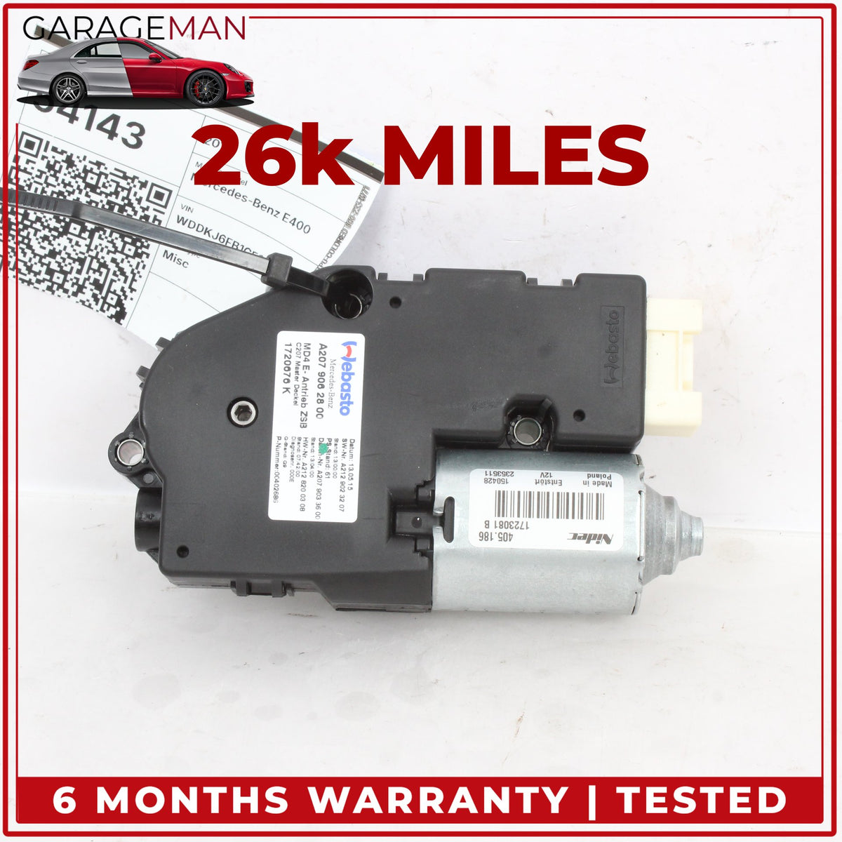 2010-2017 Mercedes C207 E400 Coupe Panoramic Sun Roof Motor 2079062800 OEM