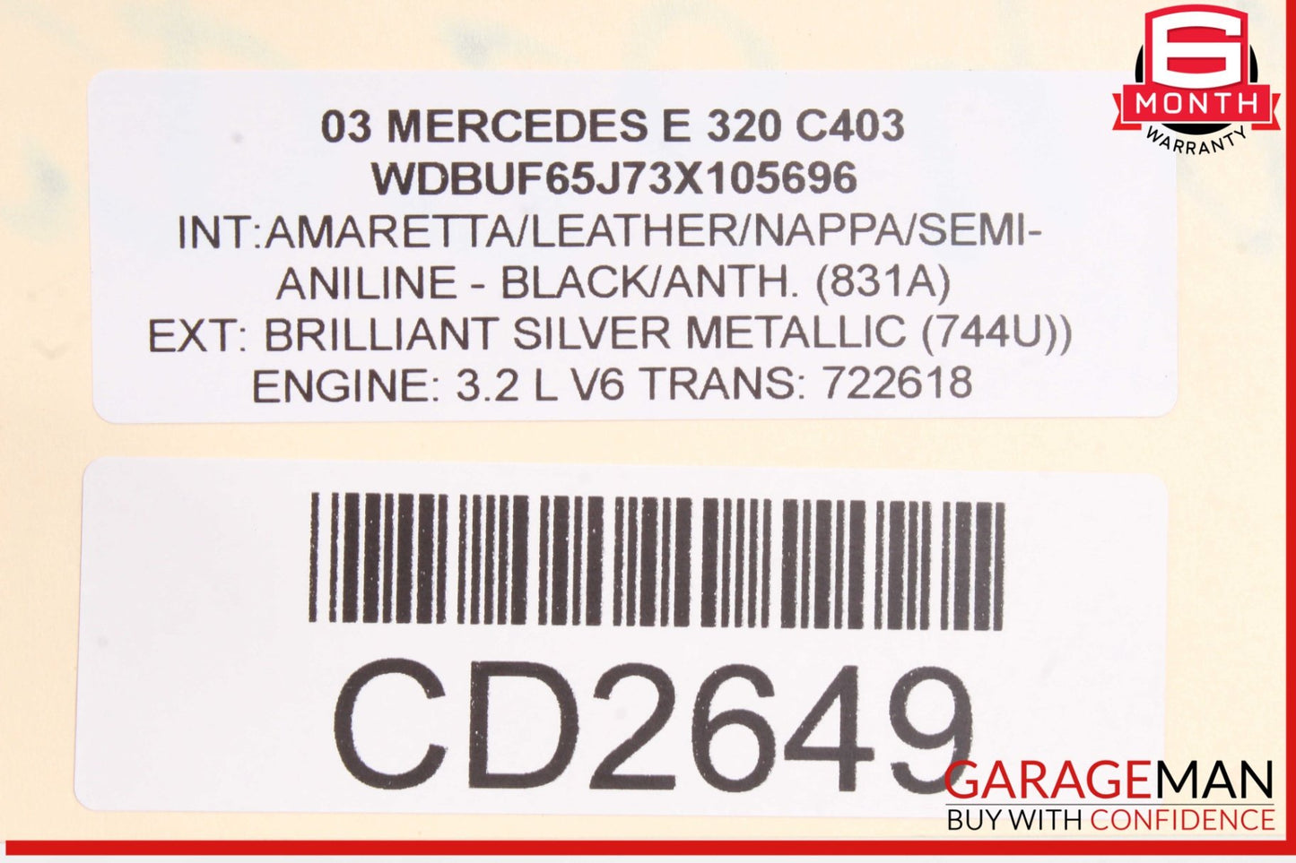 2003-2005 Mercedes E320 W210 Front Right Seat Lower Seat Cushion 2109102850 OEM