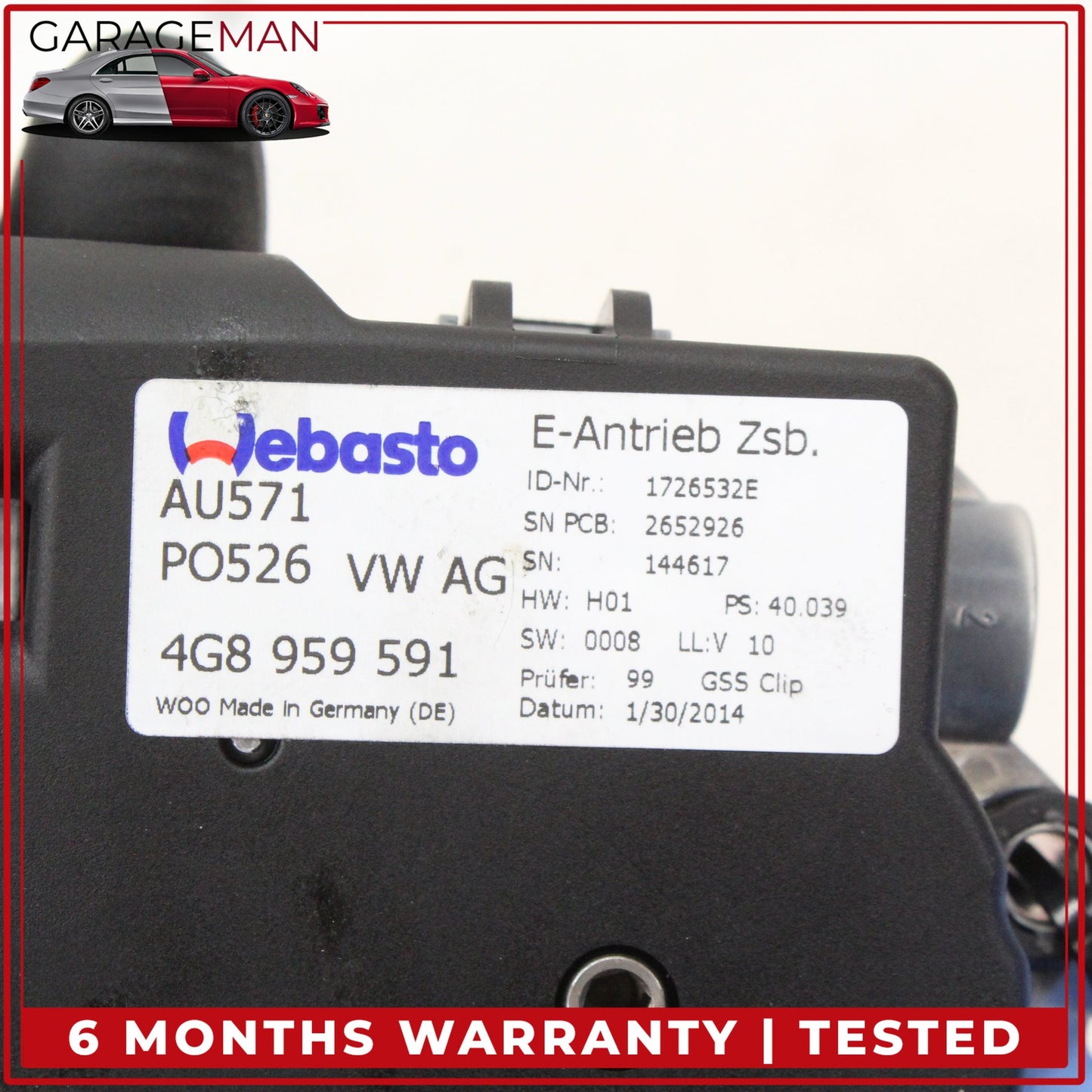 2012-2018 Audi A6 A7 Panoramic Sun Roof Sunroof Motor 4G8959591A OEM