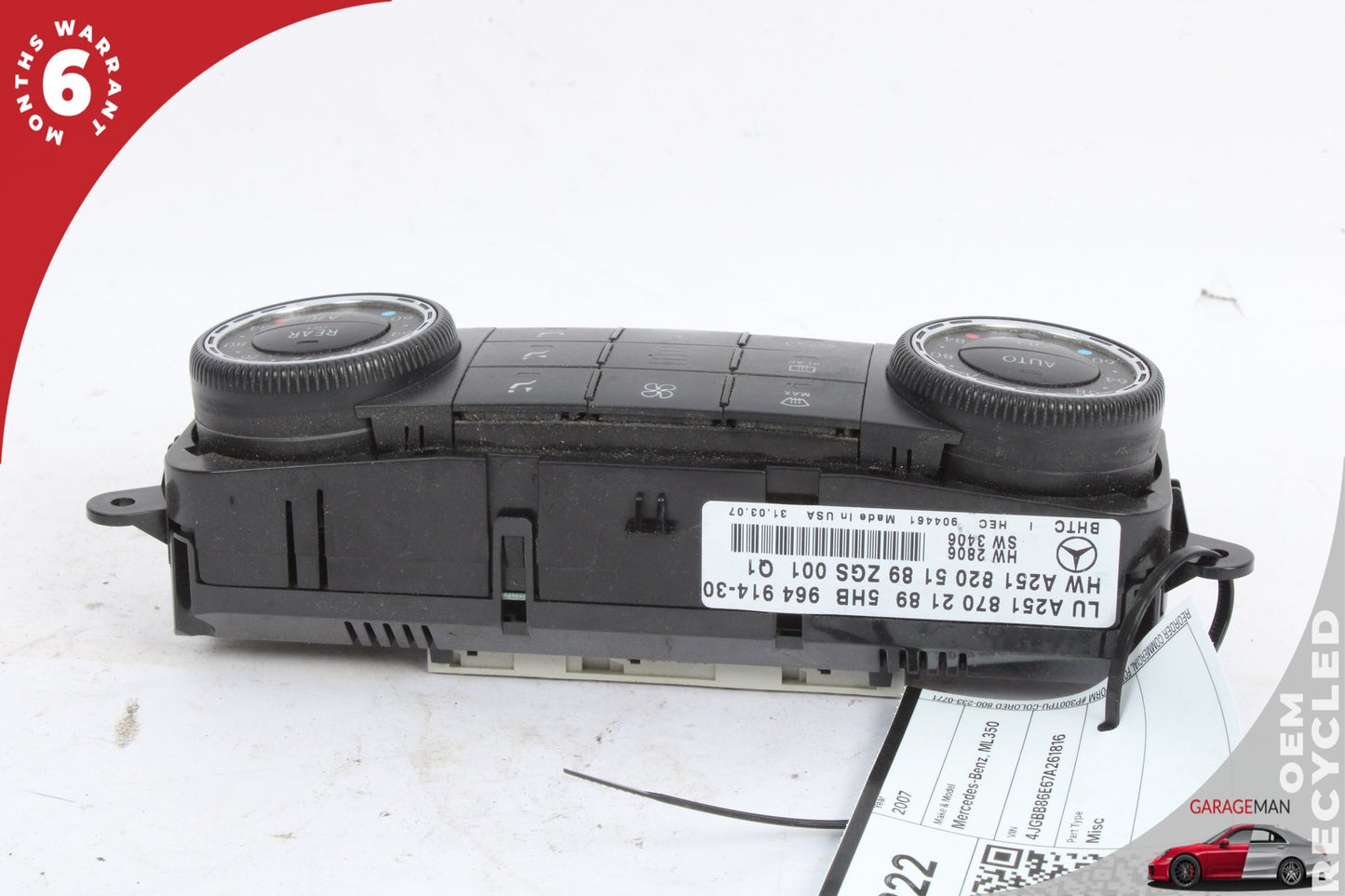 2006-2013 Mercedes W164 ML350 A/C Heater Climate Control Switch 2518702789 OEM