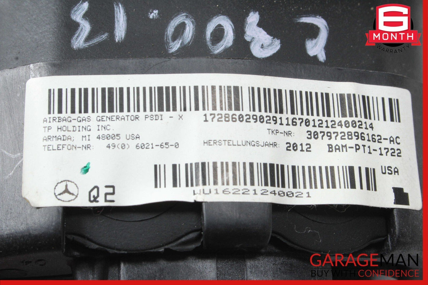 12-17 Mercedes C250 C300 E400 E550 Driver Steering Wheel Airbag Air Bag Black
