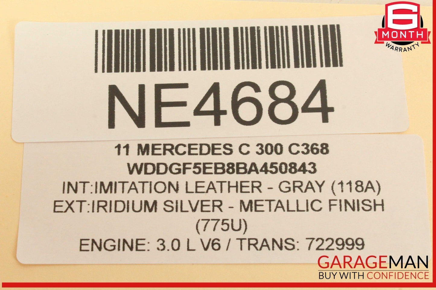 08-14 Mercedes W204 C300 C250 Left Driver Side Roof Curtain Airbag Air Bag OEM