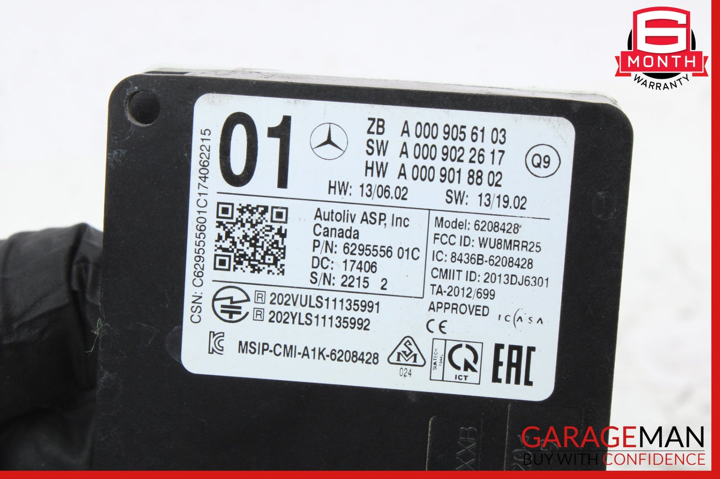2018 Mercedes-Benz C300 W205 Rear Blind Spot Radar Sensor Module 0009056103