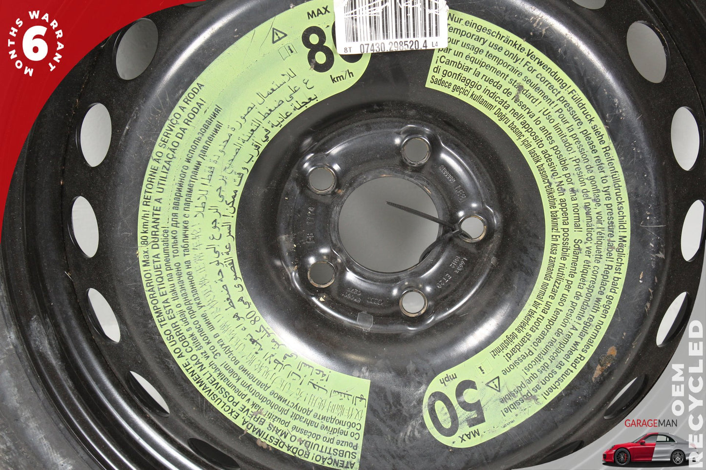 09-16 Audi A5 S5 Sedan T125/70 R19 Wheel Rim w/ Tire 4.00bx19H2 ET29 8K0601027