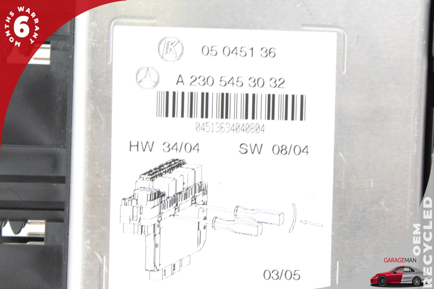 03-12 Mercedes SL500 R230 Rear SAM Fuse Box Relay Module 2305453032