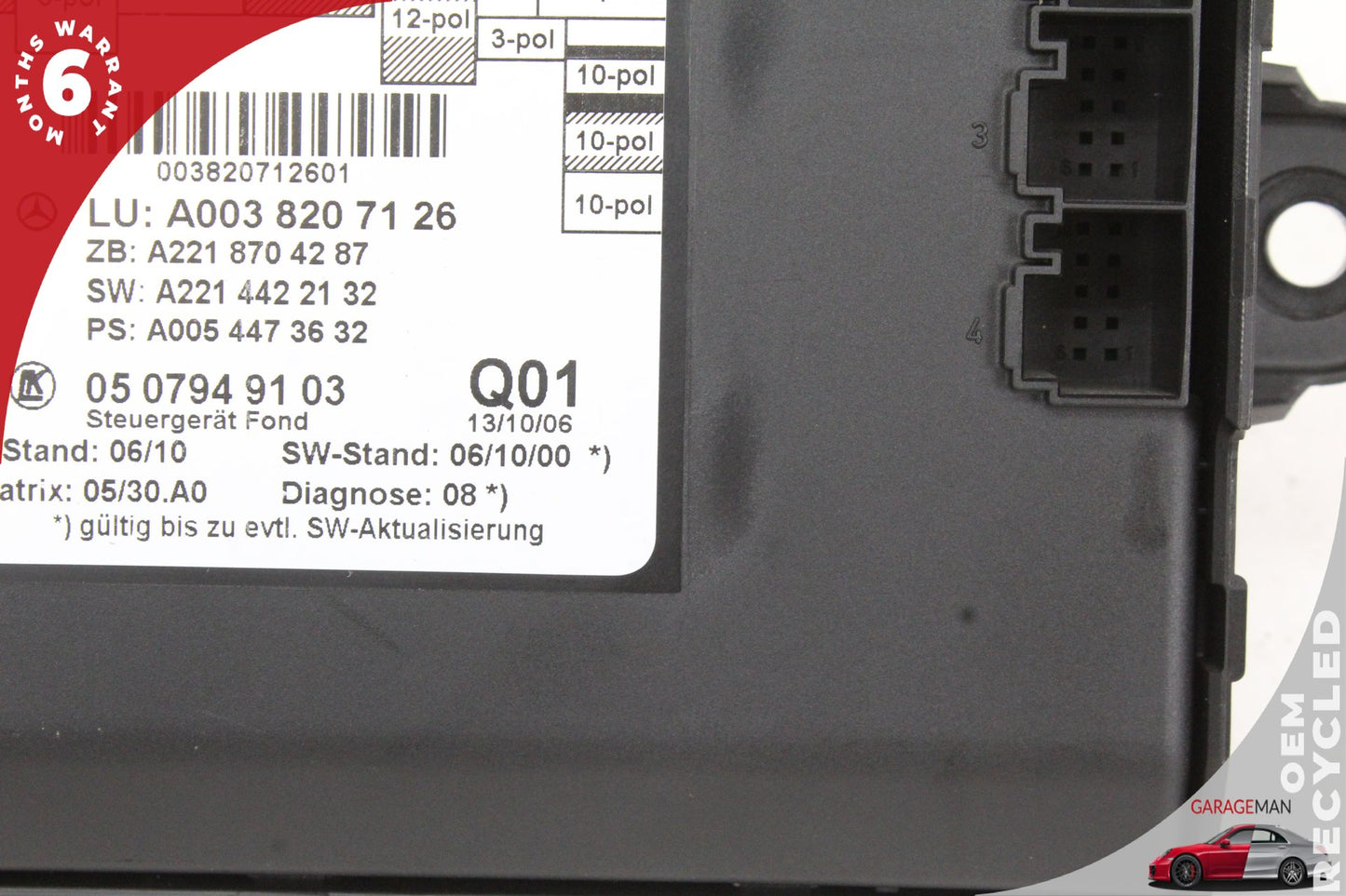 2007-2014 Mercedes W221 S550 Rear Left or Right Door Control Module 0038207126
