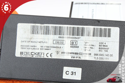 1997-2004 Porsche 911 Carrera 996 CD Changer CDC-4 Disk Player 99664514000