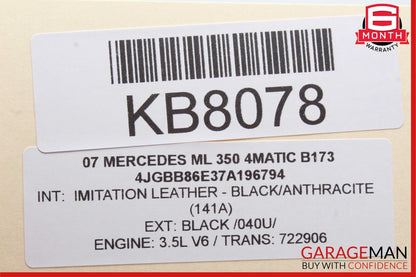 06-08 Mercedes W164 ML350 GL450 R350 Driver Steering Wheel Airbag Black OEM