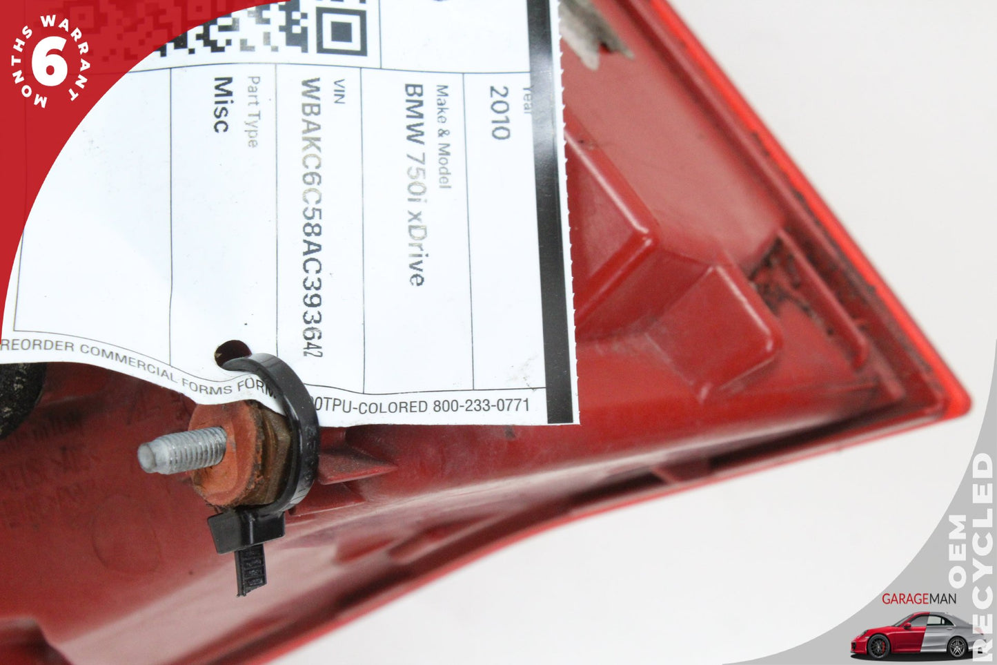 2009-2012 BMW 750i Rear Right Passenger Side Outer Tail Light Lamp 7182202 OEM