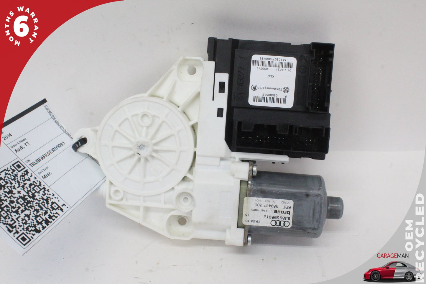 08-14 Audi TT 8J AWD Left Front Door Regulator Motor 8J8959801J OEM