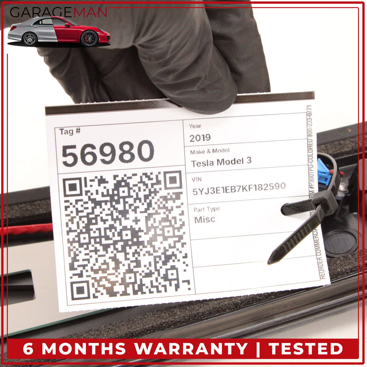 2017-2023 Tesla Model 3 Left B-Pillar Applique Glass Trim Molding w/ Camera OEM