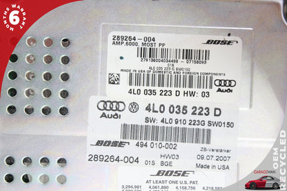 2007-2009 Audi Q7 MPV Audio Radio Sound System Amplifier AMP Bose 4L0035223D