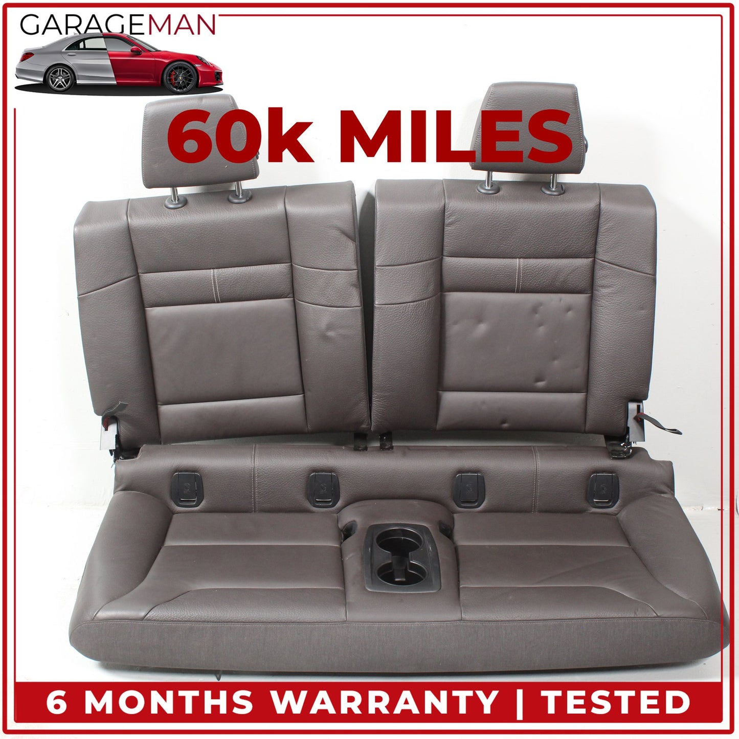 2014-2021 BMW i3 Rear Upper and Lower Seat Bench Cushion w/ Headrest Brown OEM