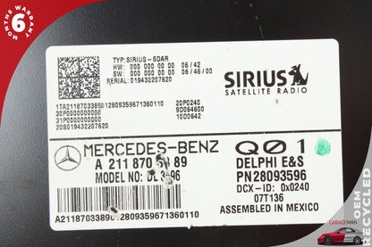 03-08 Mercedes E350 E-Class W211 Sirius Satellite Radio Receiver 2118703389
