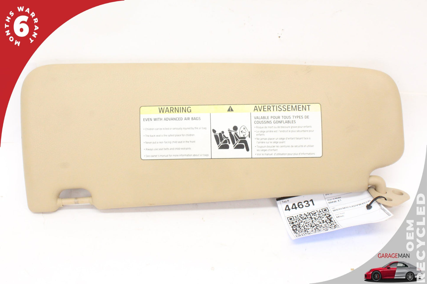 2013-2015 BMW X1 E84 Front Right Passenger Side Sun Visor Beige w/ Mirror OEM