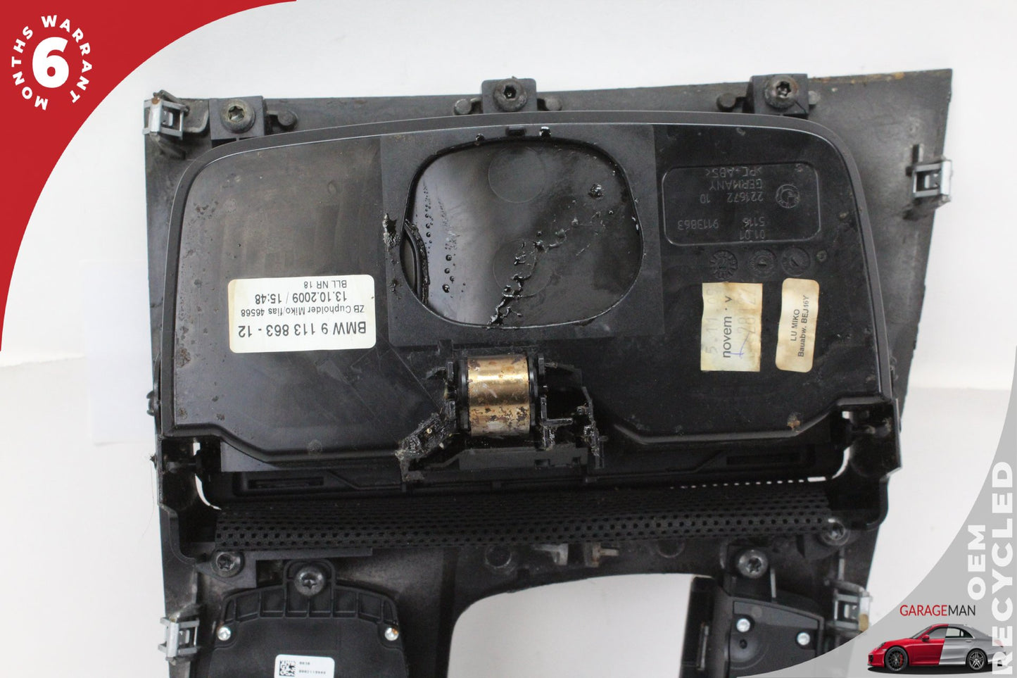 2009-2015 BMW 750i Front Center Cupholder w/ Switches & Trim Cover 9113863 OEM
