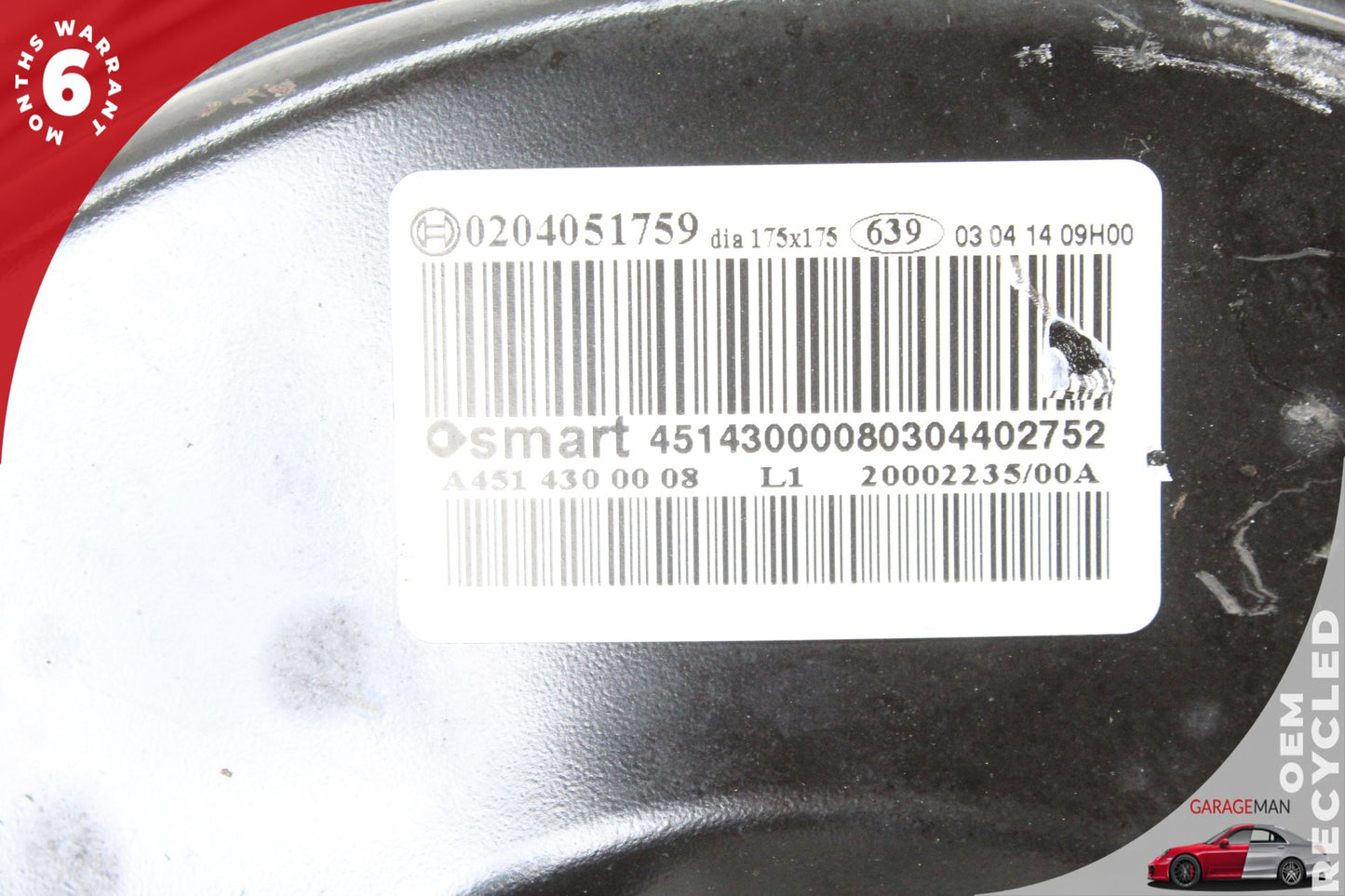 2008-2015 Smart Fortwo 451 Power Brake Booster Master Cylinder 4514300008 OEM