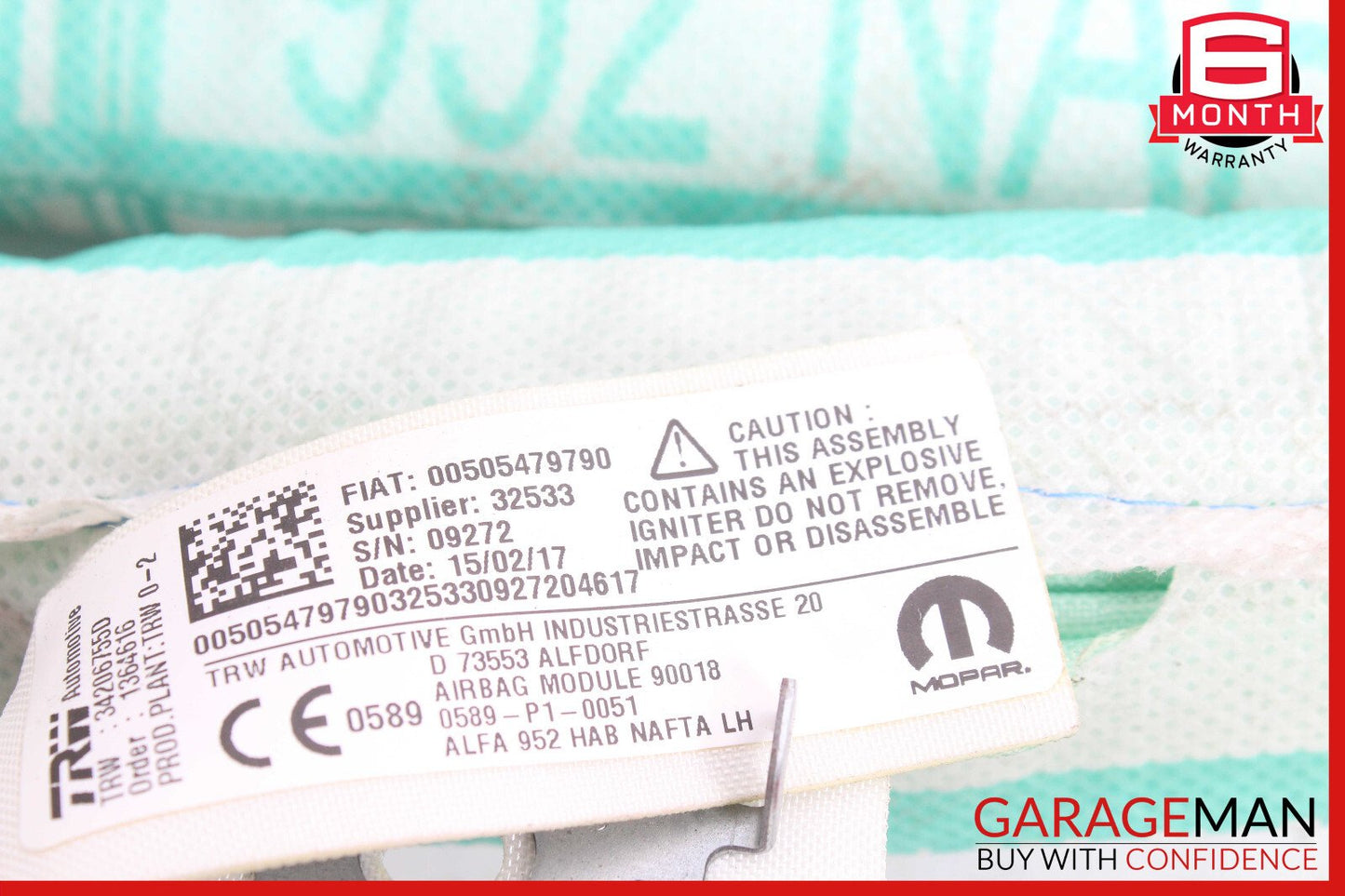 17-22 Alfa Romeo Giulia Left Side Roof Curtain Airbag Air Bag OEM