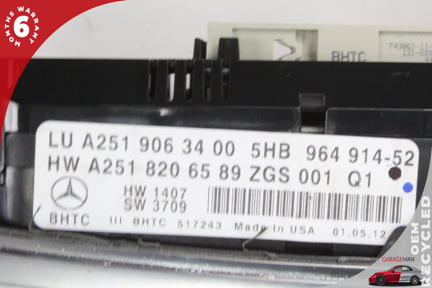 2010-2013 Mercedes-Benz R350 W251 Center Dash AC Heater Temperature Switch Panel
