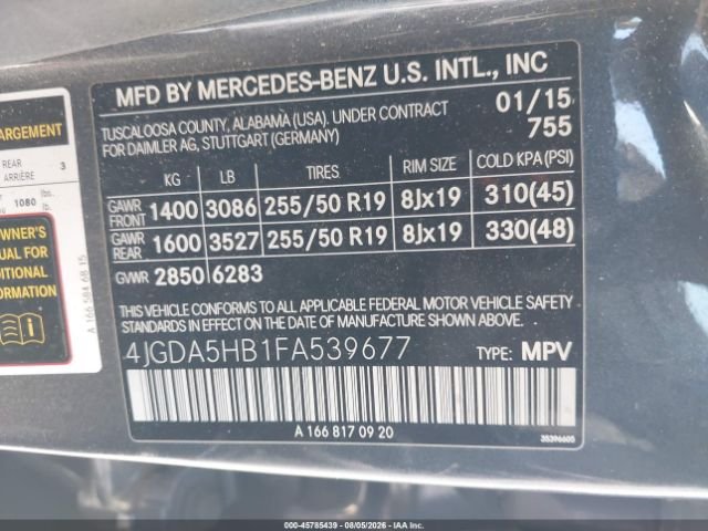 Parting Out- 2015 Mercedes-Benz ML350 W166 4MATIC- 223