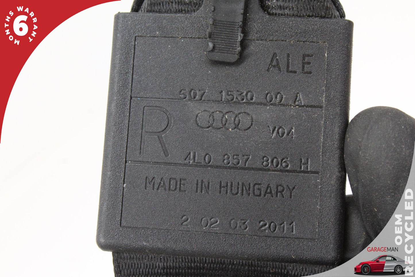 2007-2015 Audi Q7 Rear Right Side 2nd Row Seat Belt Black 4L0857806H OEM