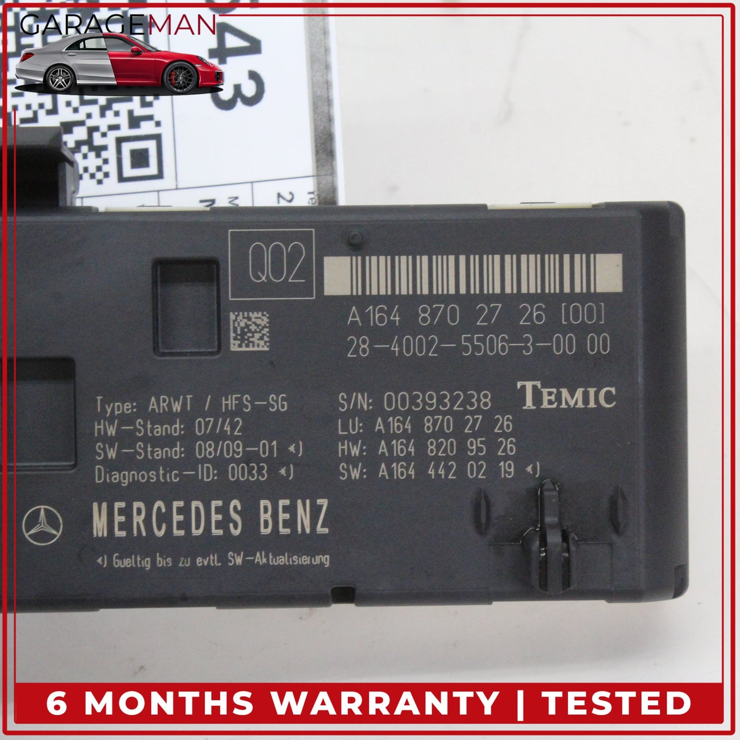 2009-2013 Mercedes W164 ML350 Trunk Lid Liftgate Tail Gate Control Module OEM