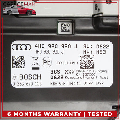 2012-2015 Audi A8 S8 Speedometer Instrument Cluster Gauge Bosch 4H0920920J OEM