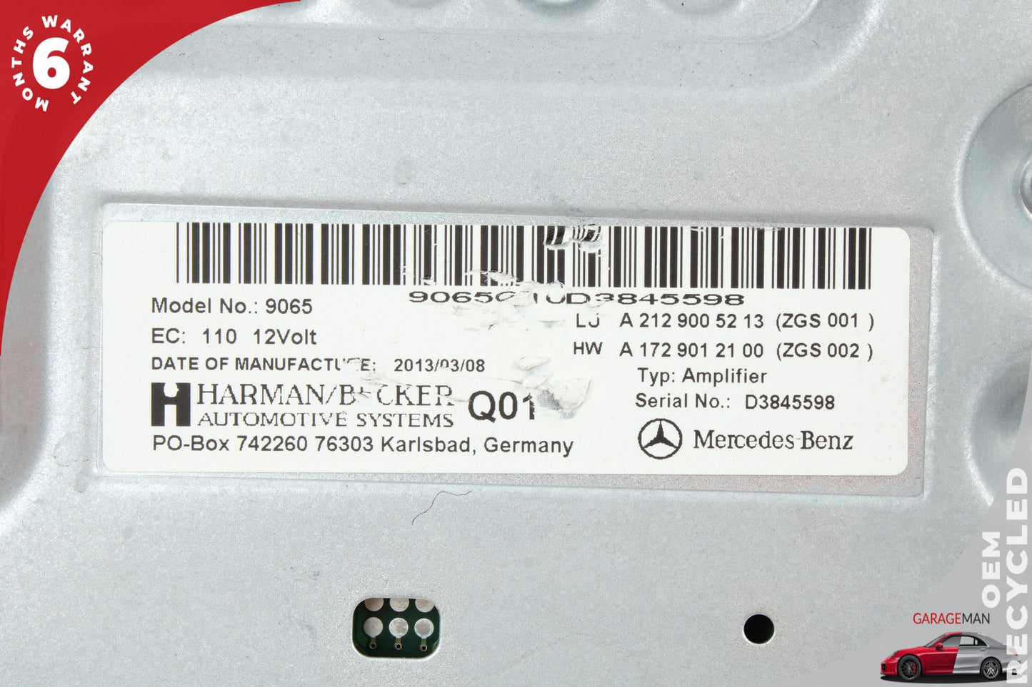 08-17 Mercedes-Benz E350 W212 Sedan Amplifier Amp Harman Becker 2129005213 OEM