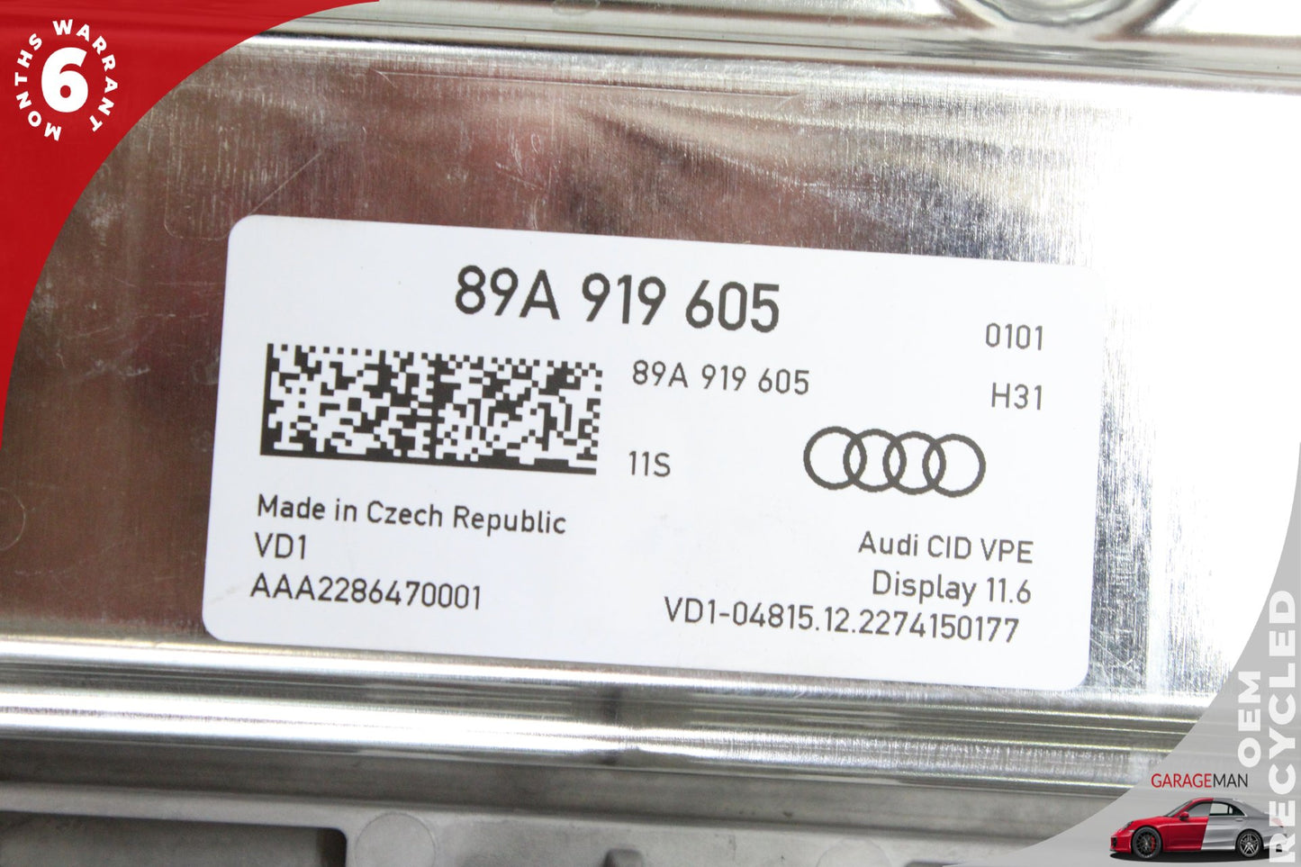 2022-2025 Audi Q4 E-Tron Front Center Dash Display Screen Monitor 89A919605 OEM