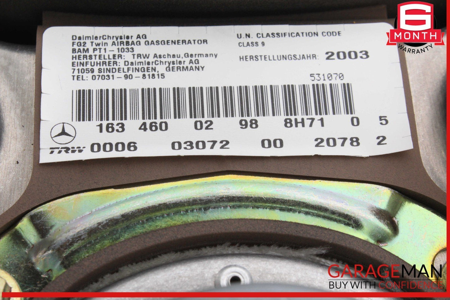 01-05 Mercedes W163 ML500 ML350 Steering Wheel Airbag Air Bag 1634600298 OEM
