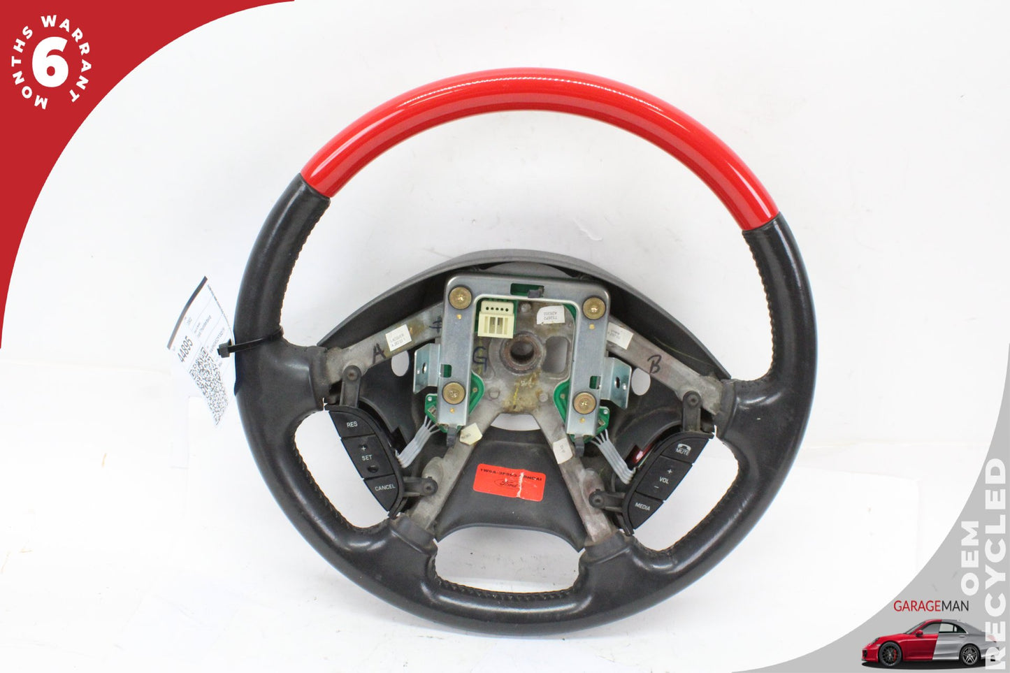 2002-2005 Ford Thunderbird Leather Wrapped Black and Red Steering Wheel OEM