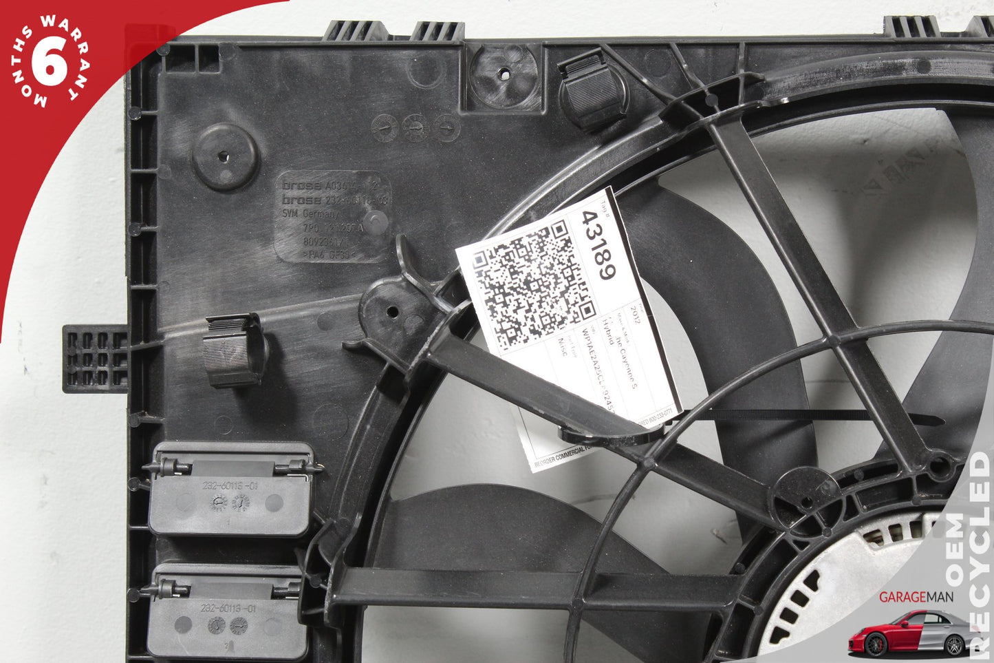 2011-2018 Porsche Cayenne S Hybrid 92A SUV Engine Radiator Cooling Fan Motor Assembly 7P0121203E