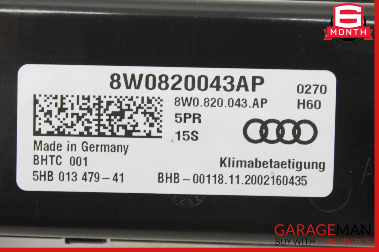 2018-2024 Audi A4 B9 Sedan AC Climate Control Panel 8W0820043AP Genuine