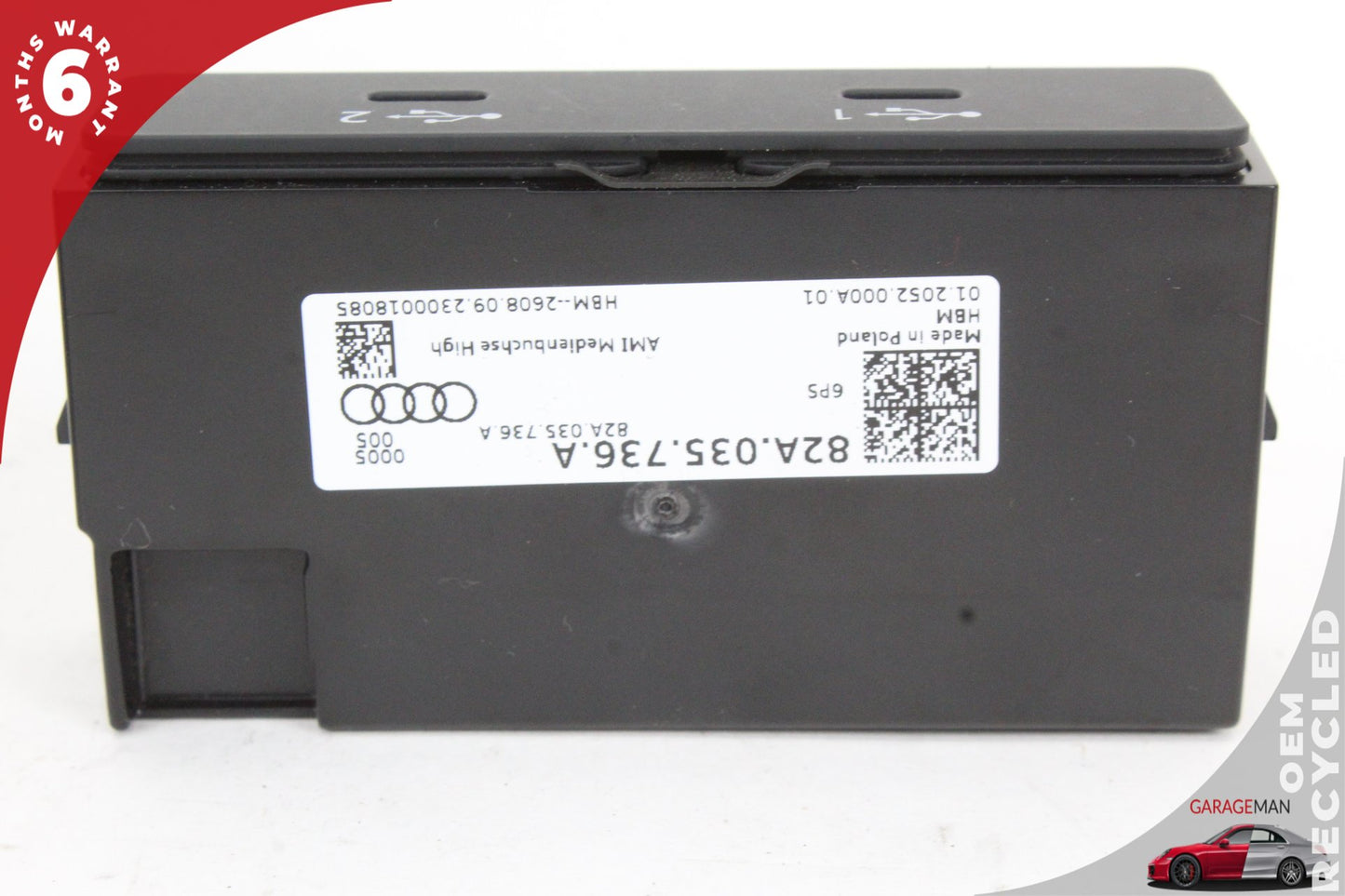 2022-2024 Audi A3 Sedan Audio Auxiliary Jack USB Port 82A035736A Genuine