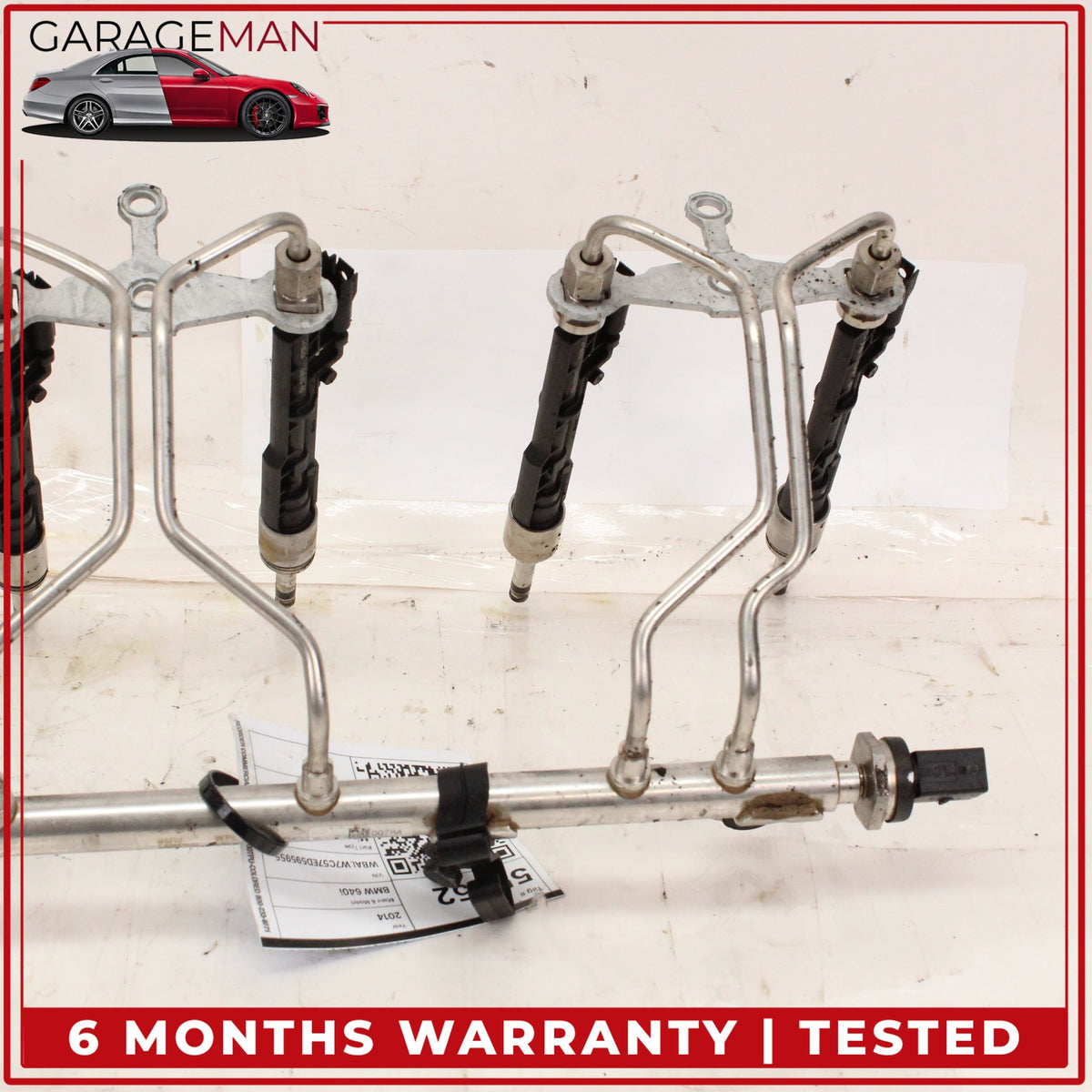 2012-2019 BMW 640i 740i 3.0L N55 Engine Motor Fuel Rail w/ Injectors 7649710 OEM