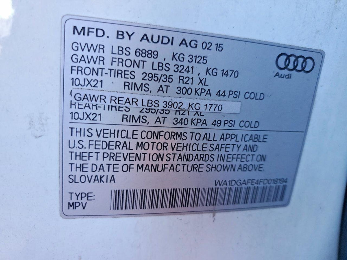 Parting Out- 2015 Audi Q7 4L- 233