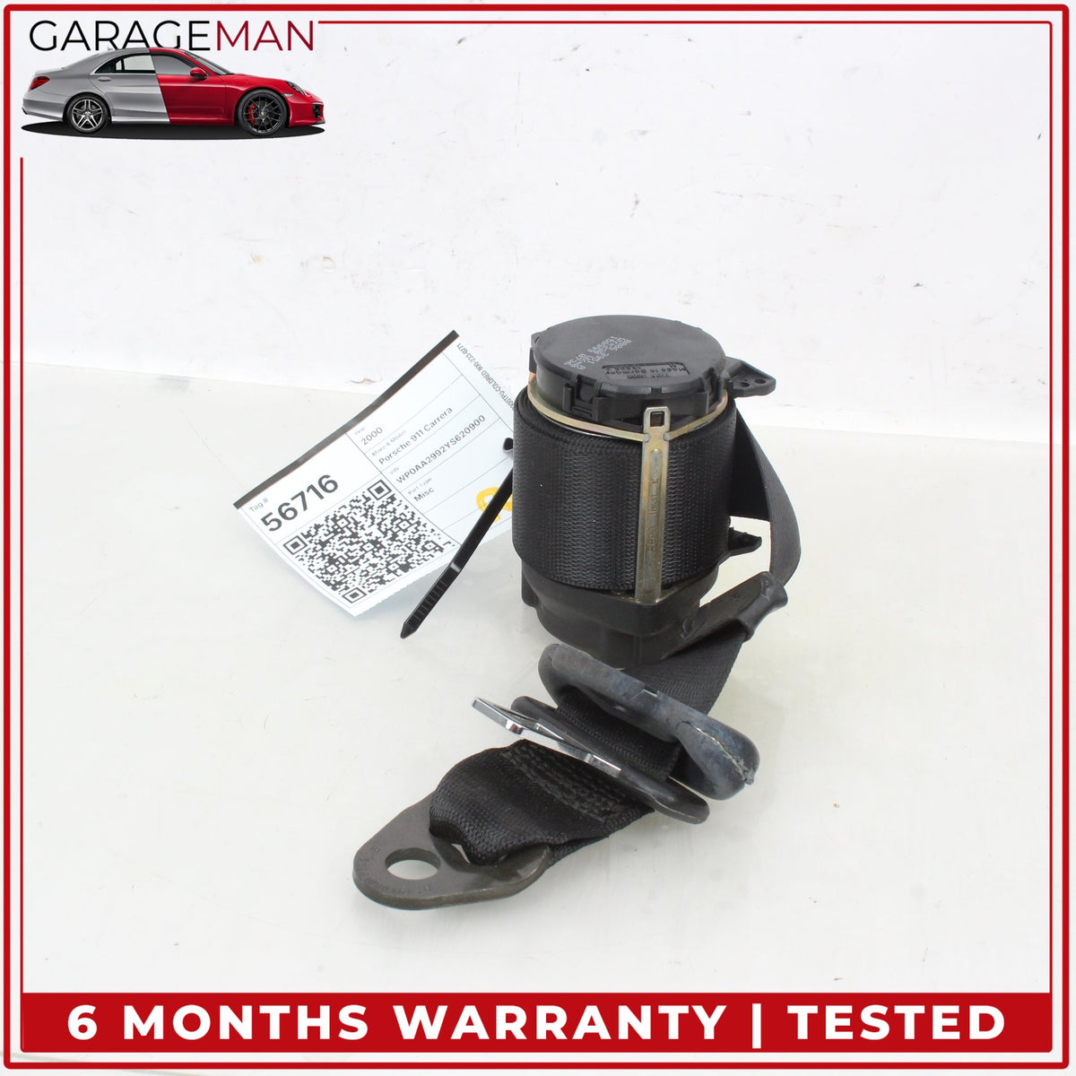 1999-2005 Porsche 911 Carrera 996 Rear Left Side Seat Belt 99680303503 OEM