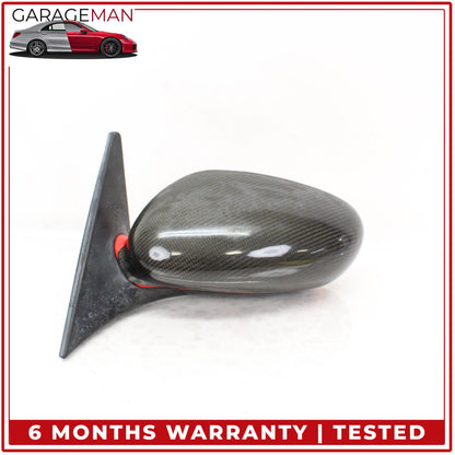 1999-2005 Porsche 911 Left Door Rear View Mirror Red w/ Carbon Fiber Cover OEM