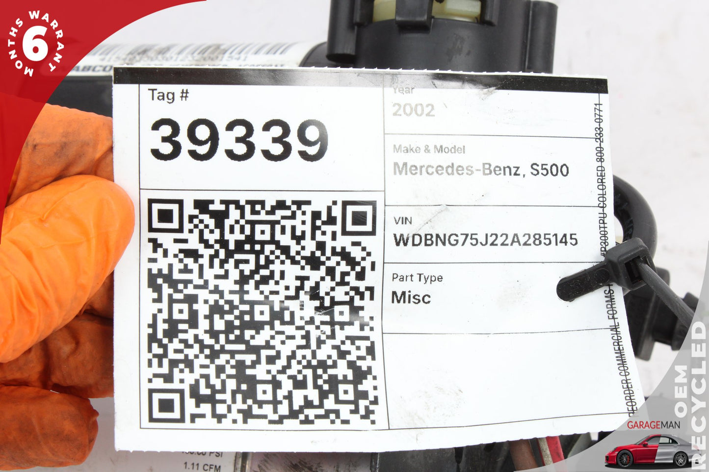 02-11 Mercedes-Benz S500 W220 Sedan Air Suspension Compressor Pump 4430200171