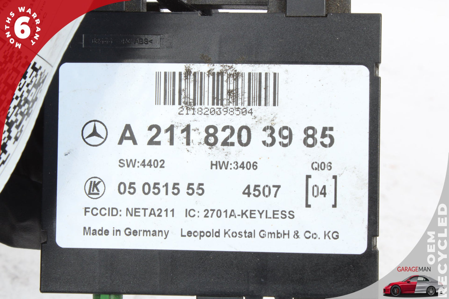 03-11 Mercedes E350 W211 Keyless Go Entry Control Module 2118203985 OEM