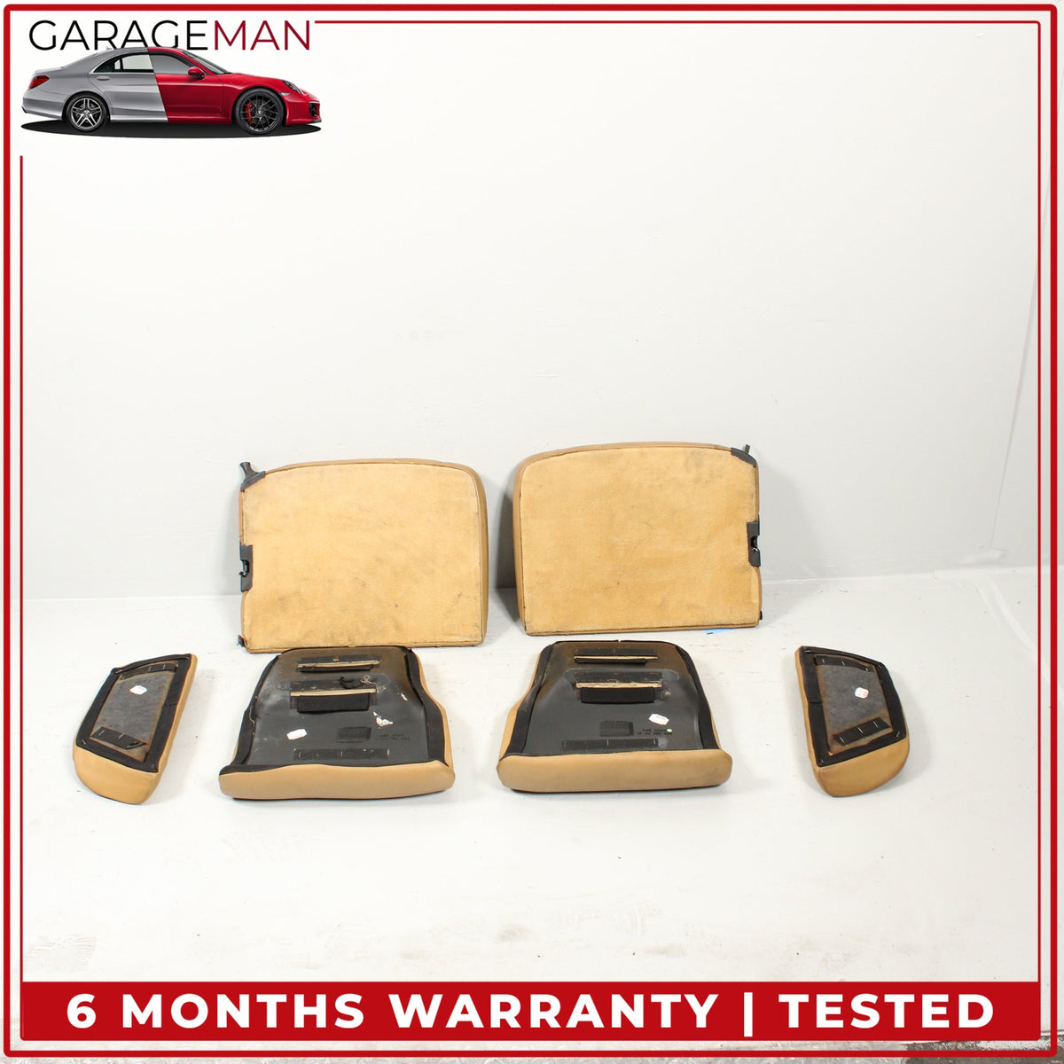 1999-2005 Porsche 911 996 Rear Upper and Lower Seat Cushion Beige Set OEM