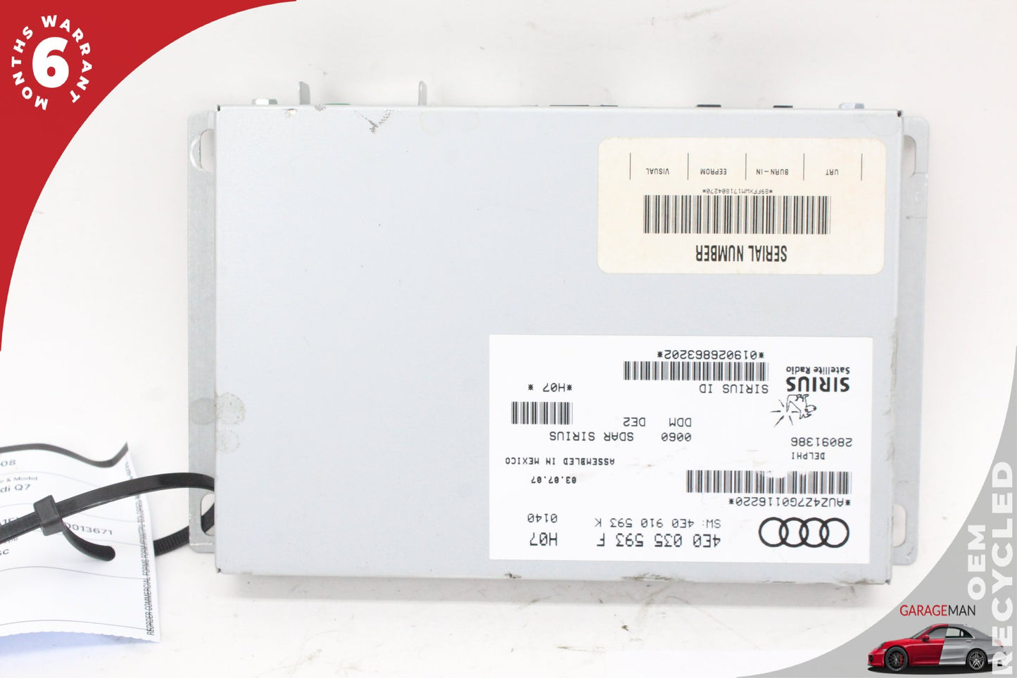 2007-2009 Audi Q7 MPV Sirius Satellite Radio Receiver 4E0035593F Genuine