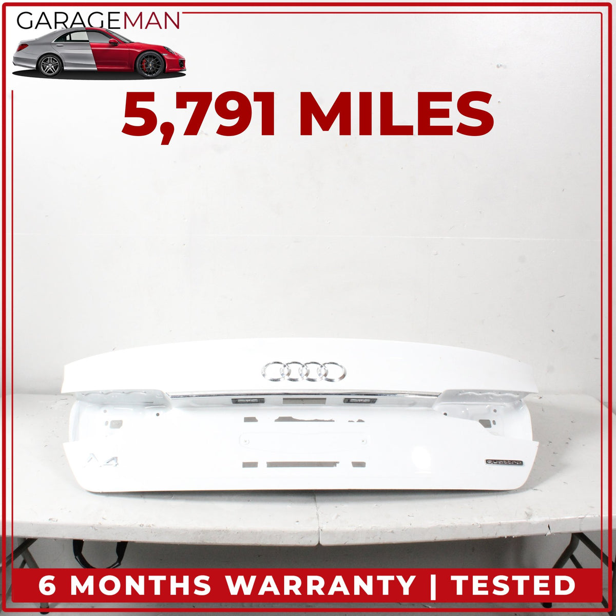 2020-2024 Audi A4 B9 Rear Trunk Deck Lid Shell White 8W5827025K OEM