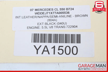 07-10 Mercedes W216 CL550 CL500 S550 Steering Wheel Airbag Air Bag Brown OEM