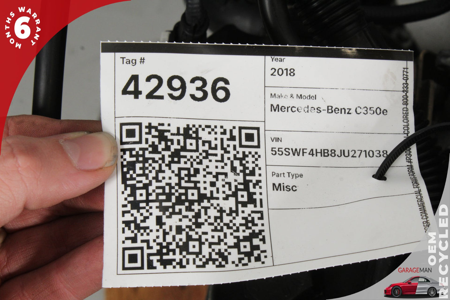 2016-2019 Mercedes W205 C350e RWD 2.0L Engine Motor Assembly M274.920 OEM 75K