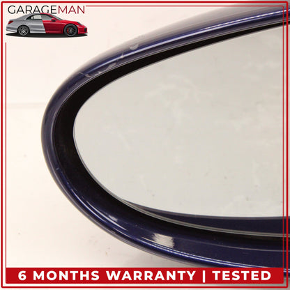 1999-2005 Porsche 911 Carrera 996 Left Door Rear View Mirror Blue Metallic OEM