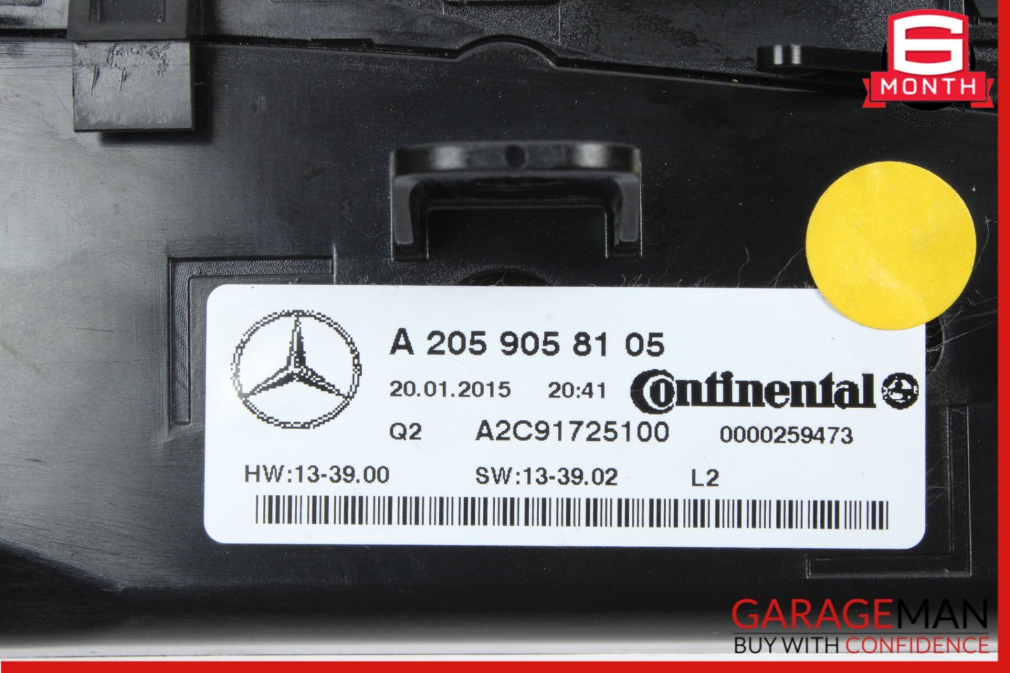 2015-2019 Mercedes-Benz C300 W205 A/C Heater Climate Control Switch 2059058105