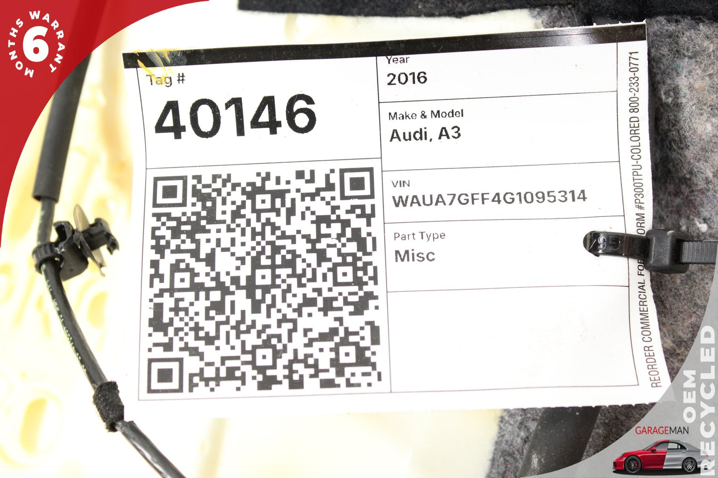 15-20 Audi A3 8V Sedan Front Left Lower Bottom Seat Cushion 8V0881361